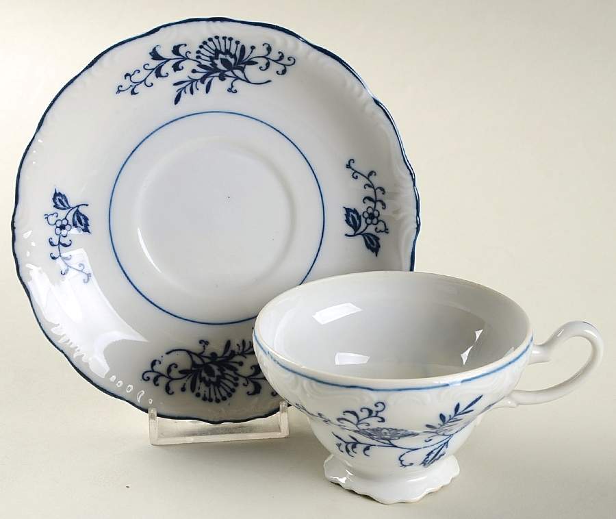 Blue Dresden Footed Cup & Saucer Set by Sphinx Import-1