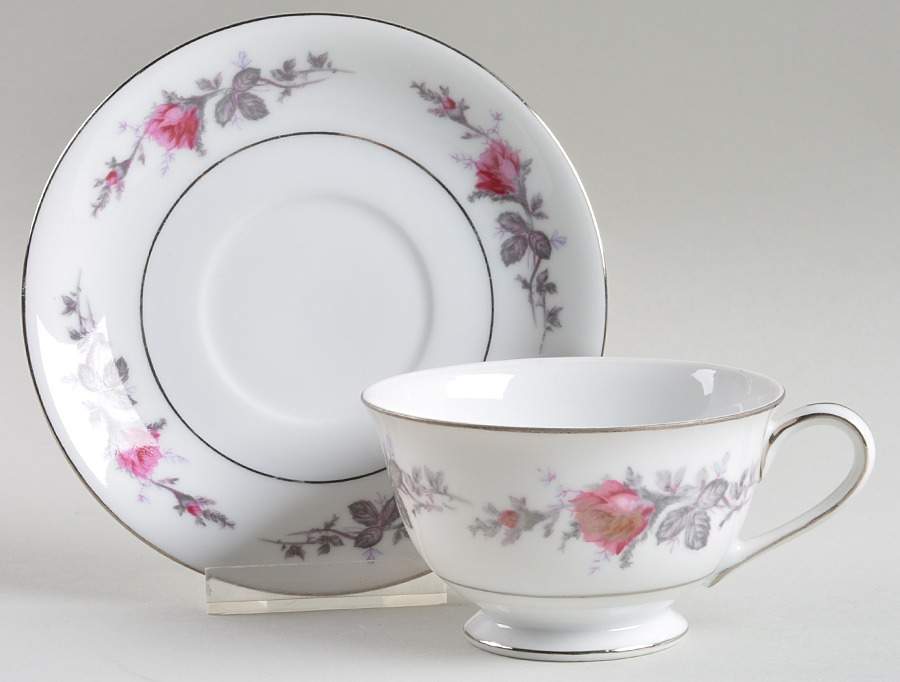Silverose Footed Cup & Saucer Set by Spring China-1