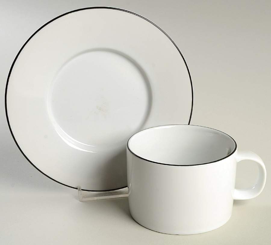Black Line Flat Cup & Saucer Set by Sasaki-1