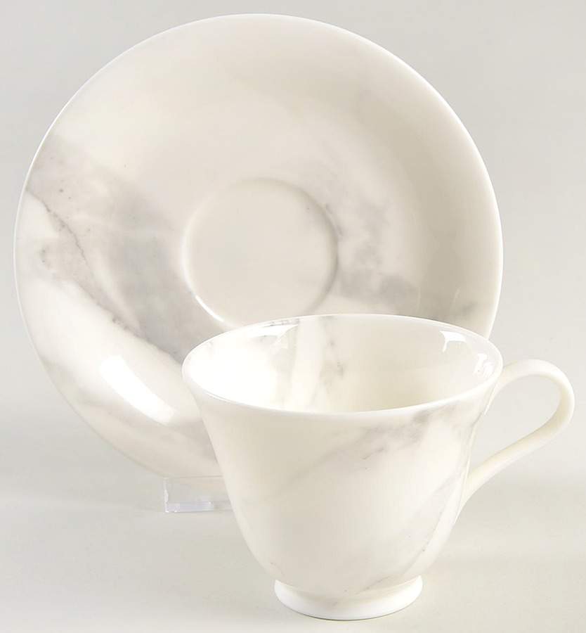 Calacatta Gray Footed Cup & Saucer Set by Sasaki-1