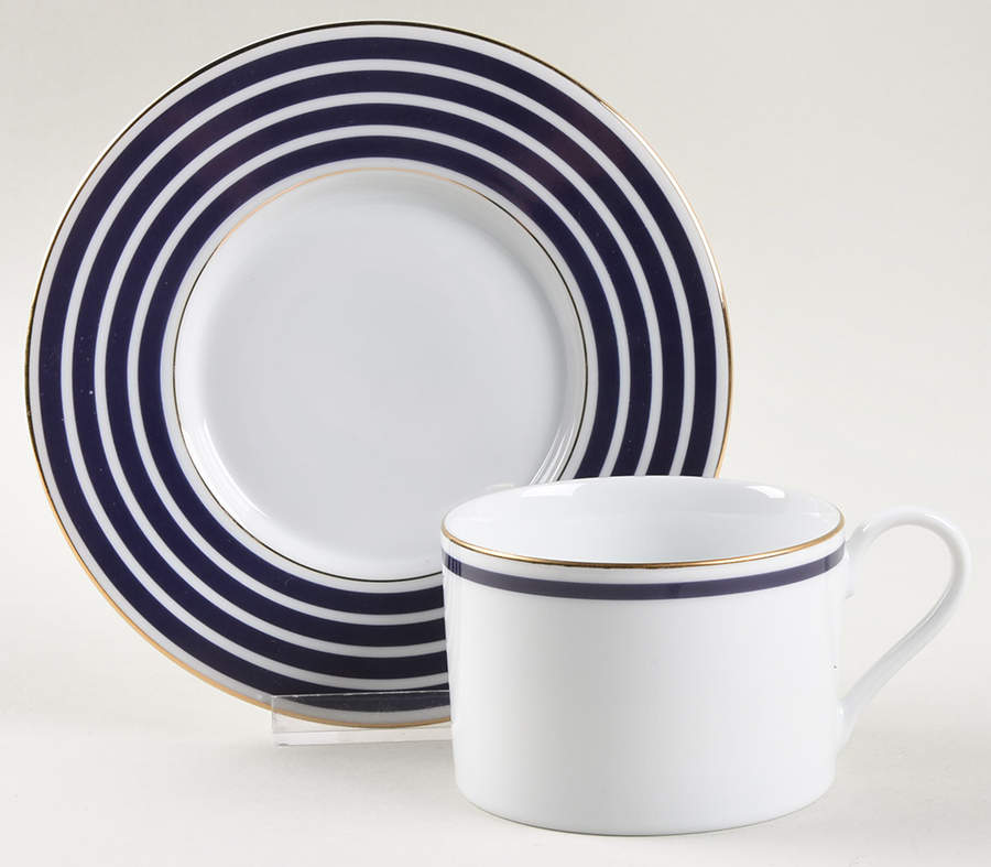 Calista Cobalt Blue Flat Cup & Saucer Set by Sasaki-1