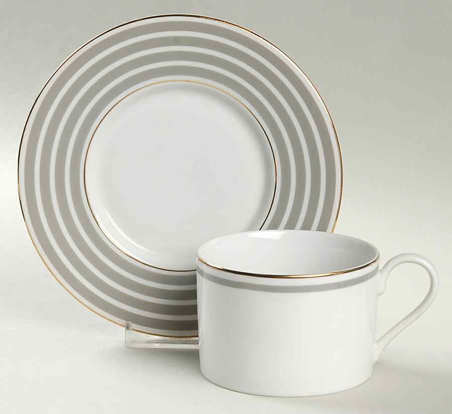 Calista Taupe Flat Cup & Saucer Set by Sasaki-1