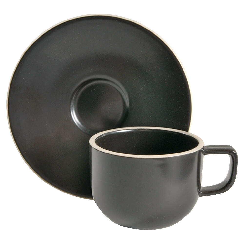 Colorstone Matte Black Flat Cup & Saucer Set by Sasaki-1