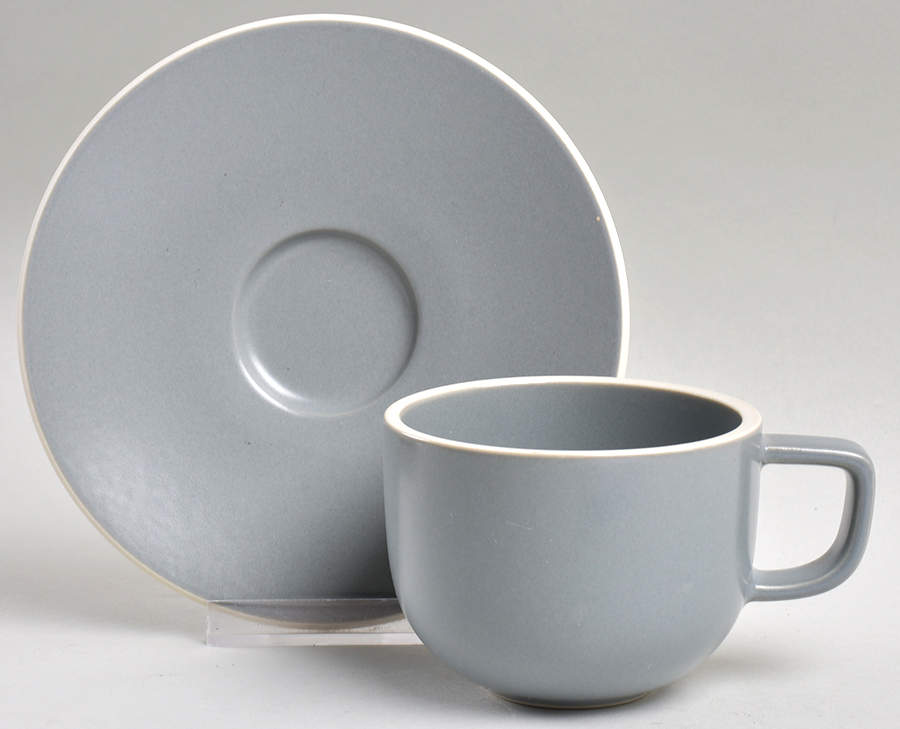 Colorstone Matte Gray Flat Cup & Saucer Set by Sasaki-1