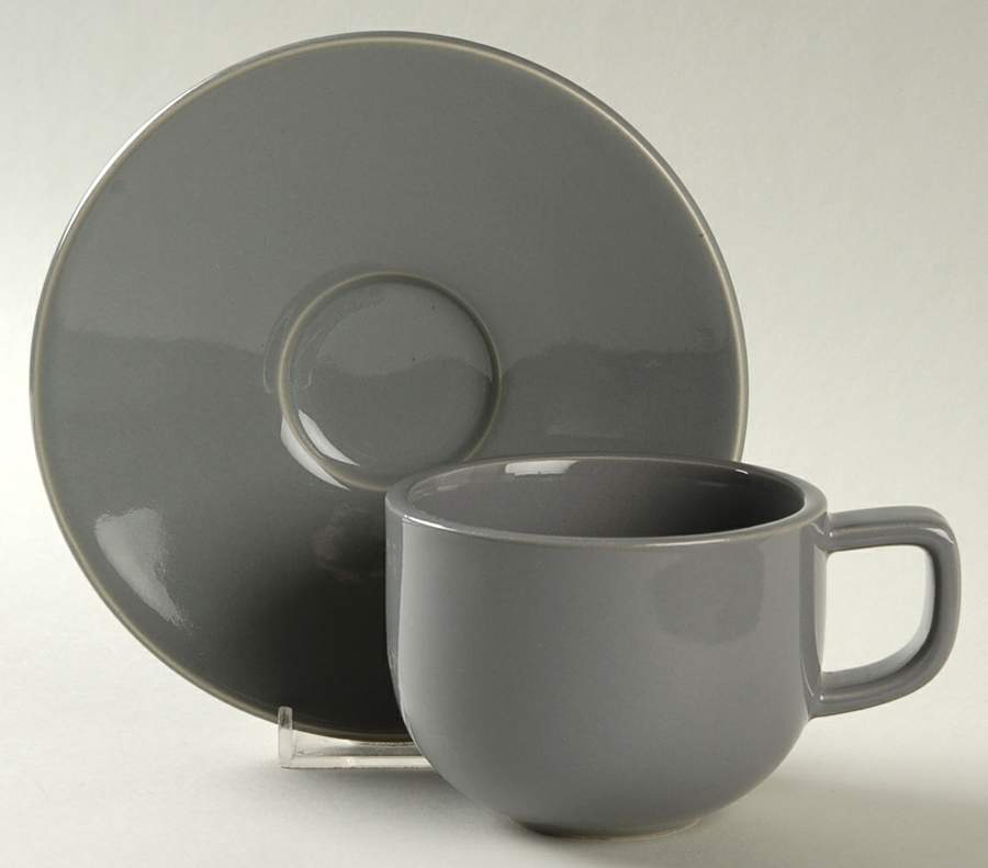Colorstone Gray (Glossy) Flat Cup & Saucer Set by Sasaki-1