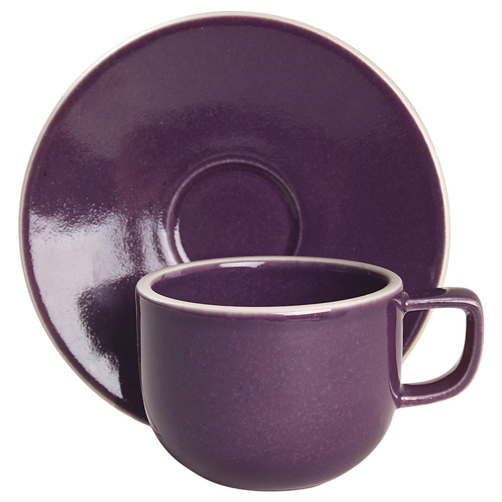 Colorstone Plum (Textured) Flat Cup & Saucer Set by Sasaki-1