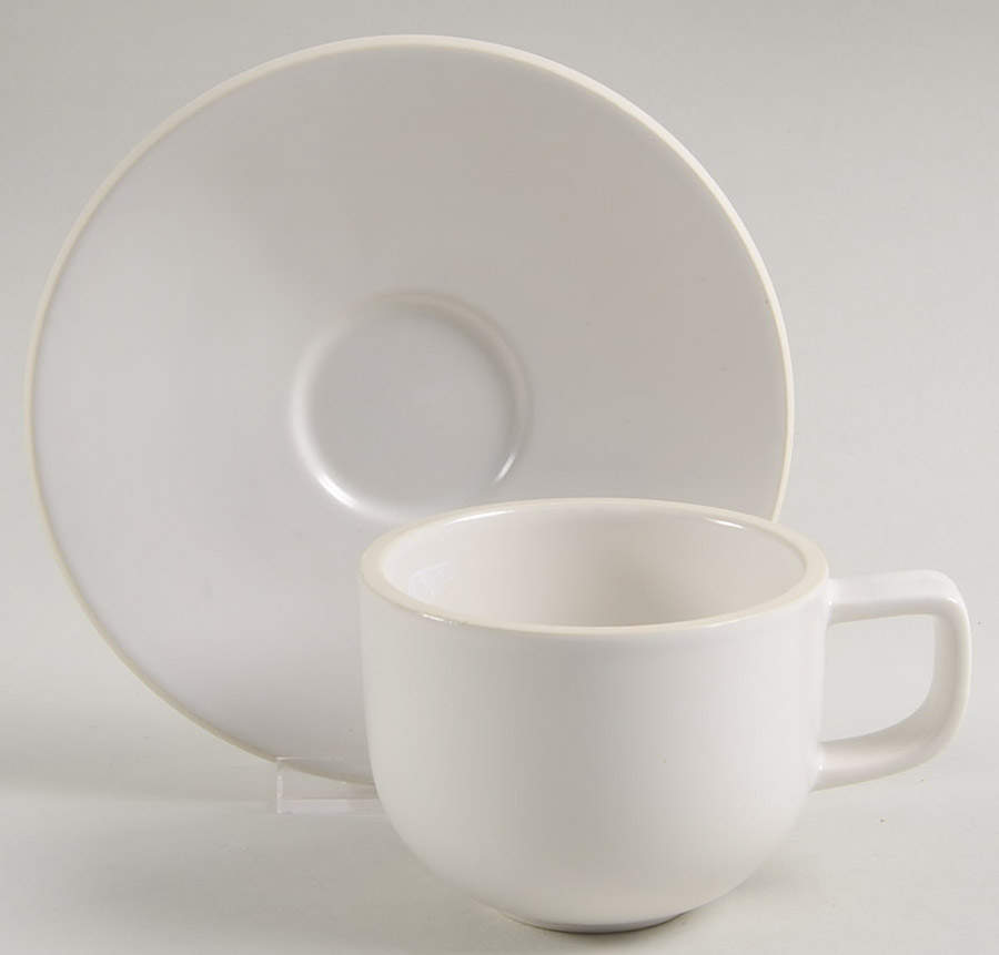 Colorstone White (Not Textured, Matte) Flat Cup & Saucer Set by Sasaki-1