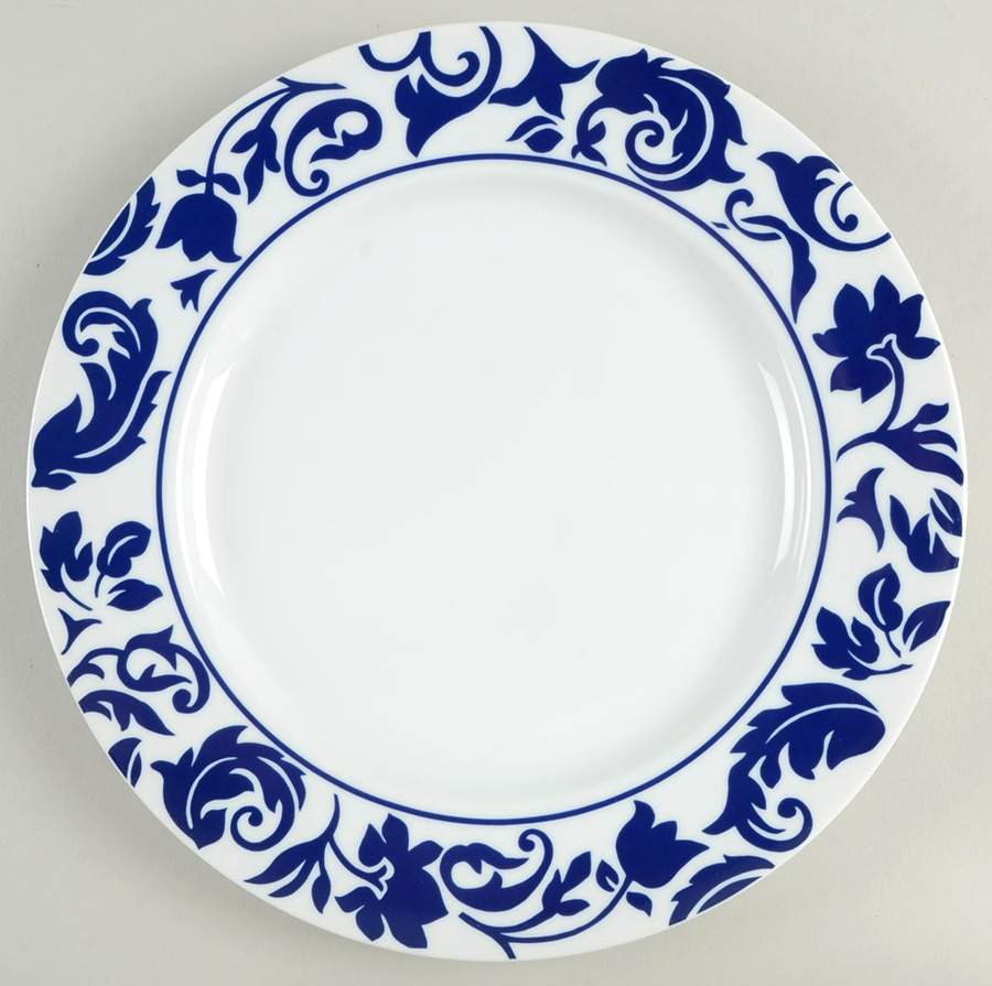 Damask Blue 12" Chop Plate (Round Platter) by Sasaki-1