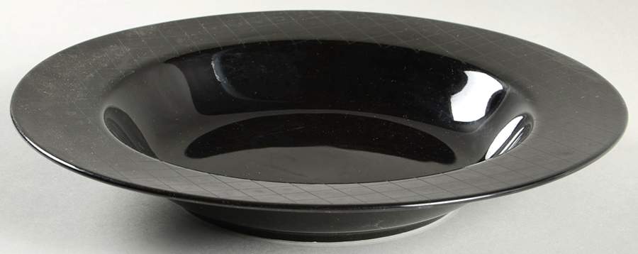 Gridlock Black Large Rim Soup Bowl by Sasaki-1