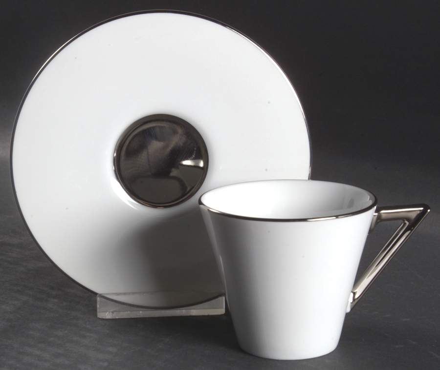 Lune Blanc Flat Demitasse Cup & Saucer Set by Sasaki-1