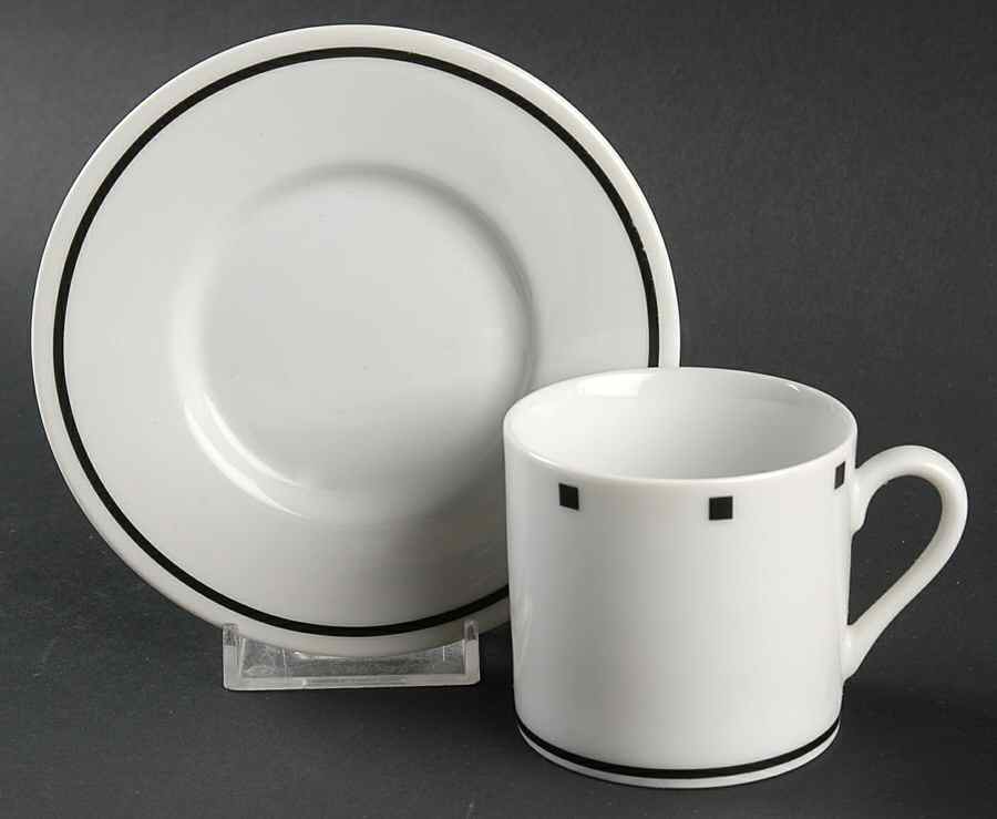 Metropolis Black Flat Demitasse Cup & Saucer Set by Sasaki-1
