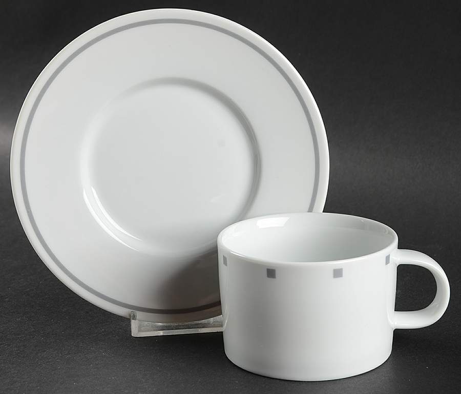 Metropolis Grey Flat Cup & Saucer Set by Sasaki-1