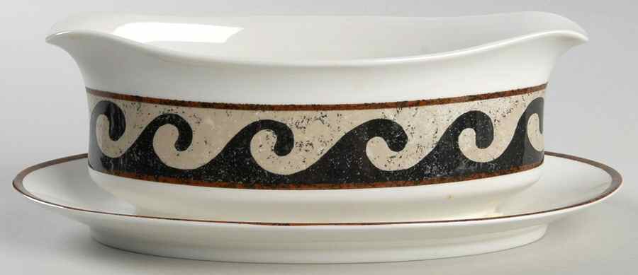 Pompeii Gravy Boat with Attached Underplate by Sasaki-1