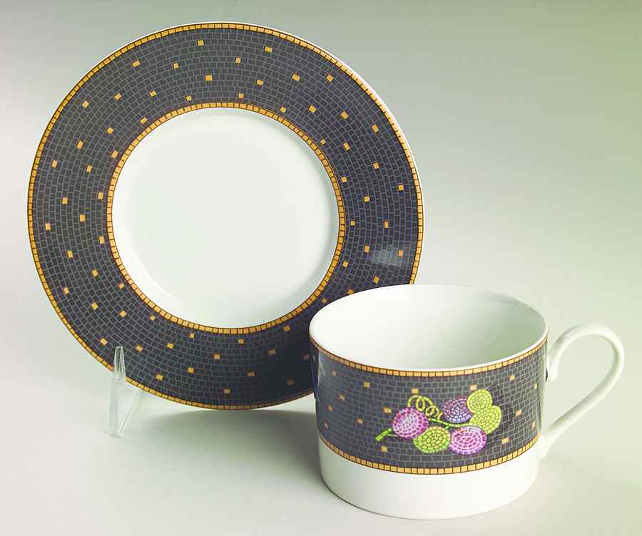 Ravenna Charcoal Flat Cup & Saucer Set by Sasaki-1