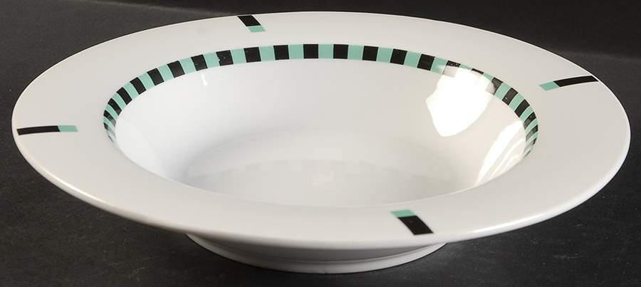 Register (Green & Black) Large Rim Soup Bowl by Sasaki-1
