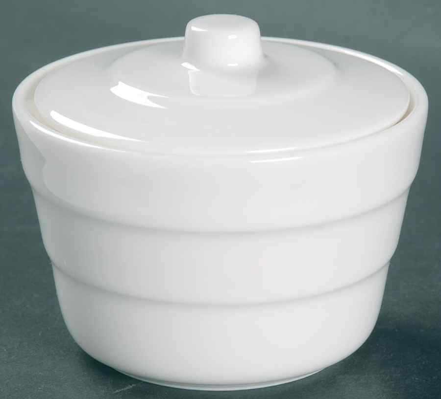 Saturn White Sugar Bowl & Lid by Sasaki-1