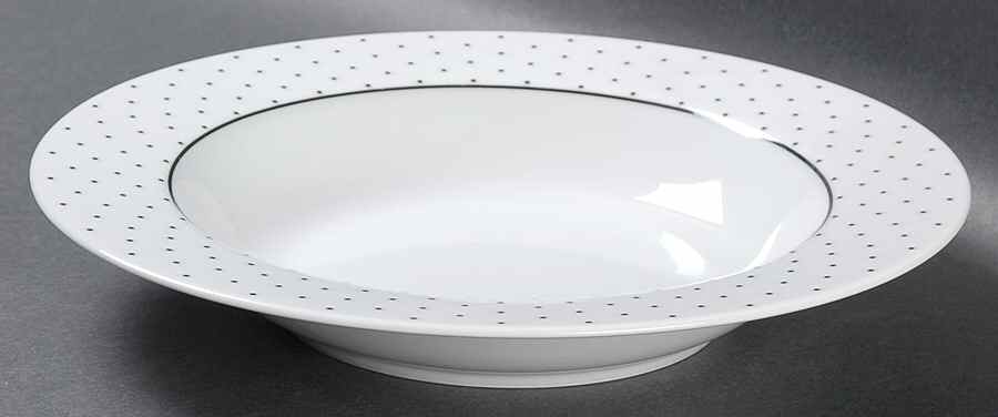 Swiss Dots Black Large Rim Soup Bowl by Sasaki-1