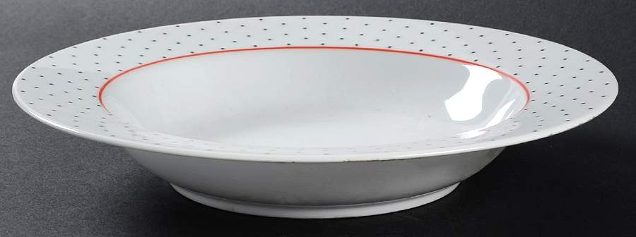 Swiss Dots Red Large Rim Soup Bowl by Sasaki-1