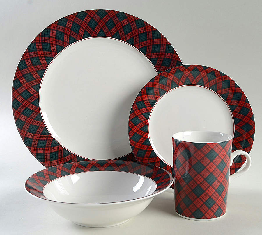 Tartan Plaid Red 4 Piece Place Setting by Sasaki-1