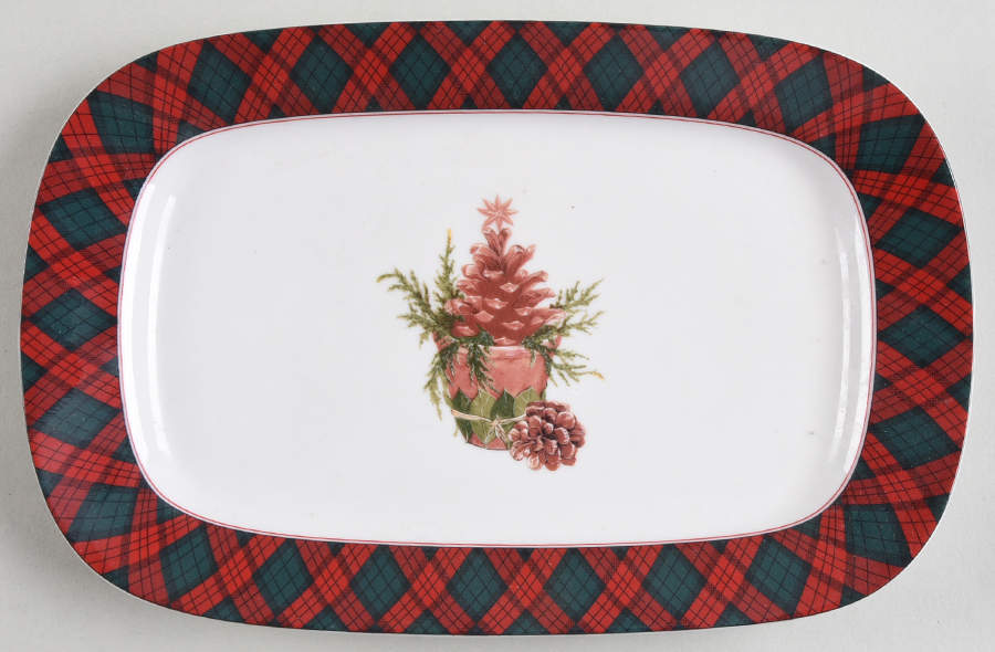 Tartan Plaid Red Rectangular Tray by Sasaki-1