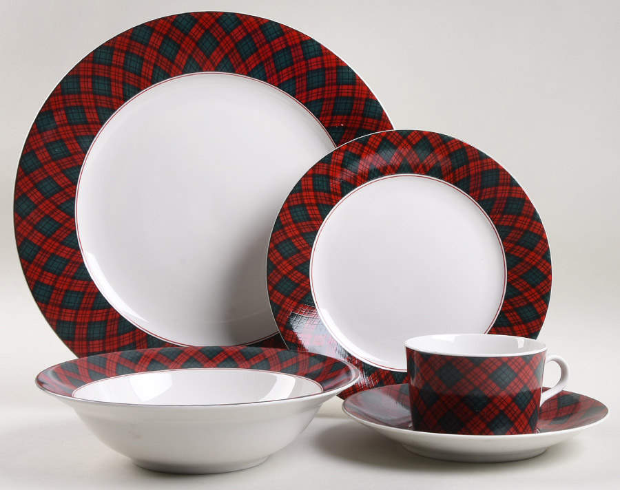 Tartan Plaid Red 5 Piece Place Setting by Sasaki-1