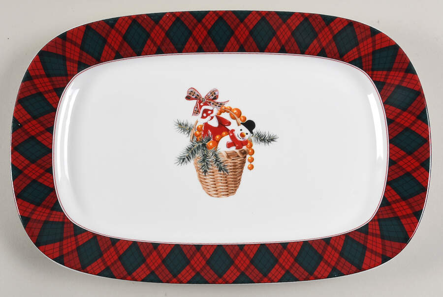 Tartan Plaid Red 12" Rectangular Tray by Sasaki-1