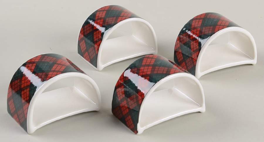 Tartan Plaid Red Napkin Ring - Set of 4 by Sasaki-1
