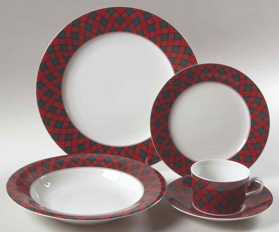 Tartan Plaid Red 5 Piece Place Set = CSFL, DP, SP, SORL by Sasaki-1