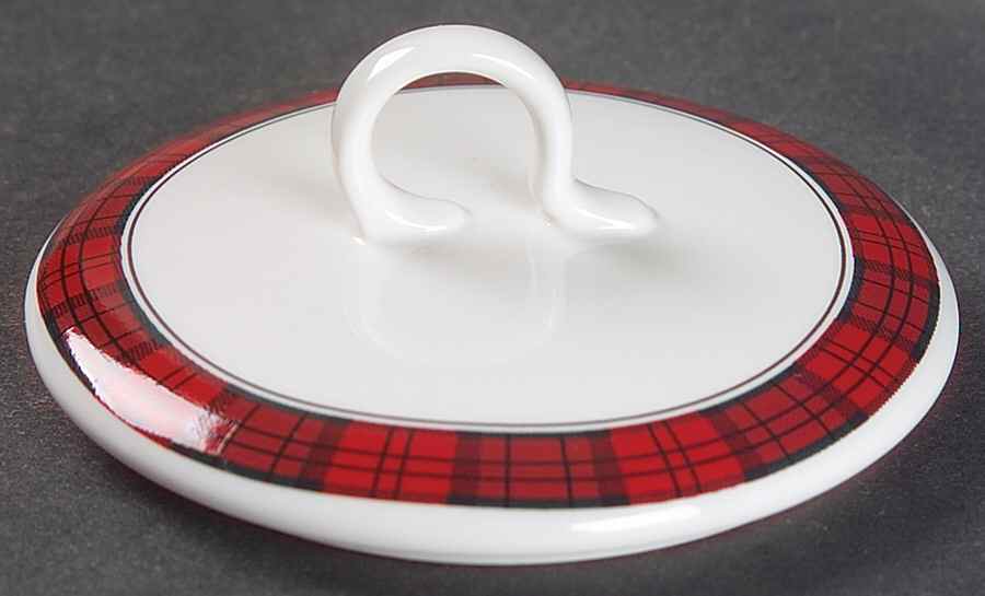 Tartan Plaid Red Lid for Sugar Bowl by Sasaki-1