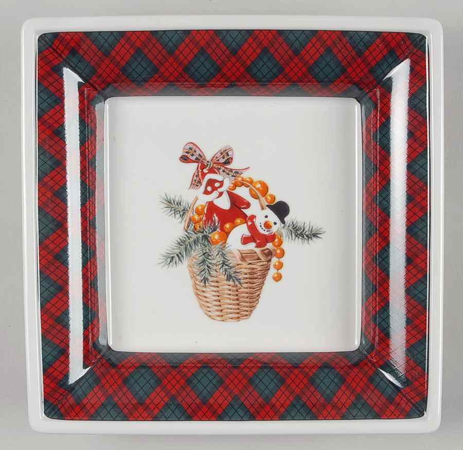Tartan Plaid Red Open Candy Dish by Sasaki-1