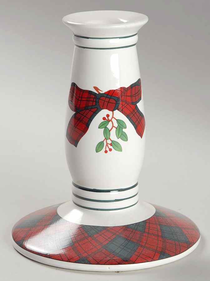 Tartan Plaid Red Single Light Candlestick by Sasaki-1