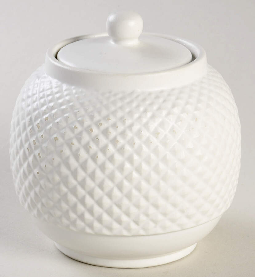Waffle Parchment Sugar Bowl & Lid by Sasaki-1