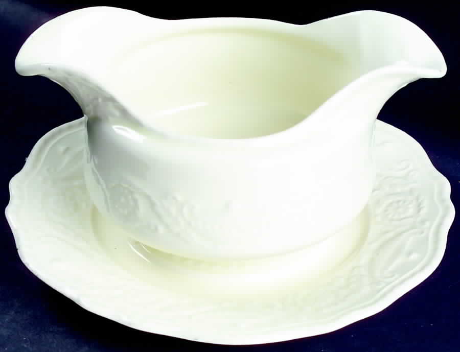 Adam Antique Gravy Boat with Attached Underplate by Steubenville-1