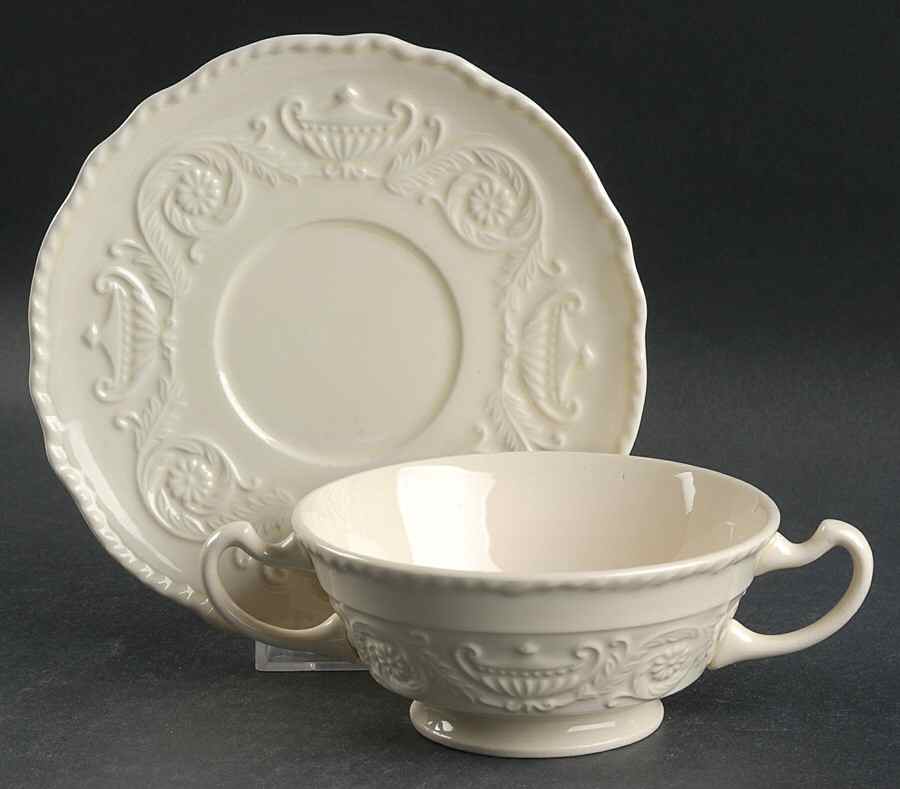 Adam Antique Footed Cream Soup Bowl & Saucer Set by Steubenville-1