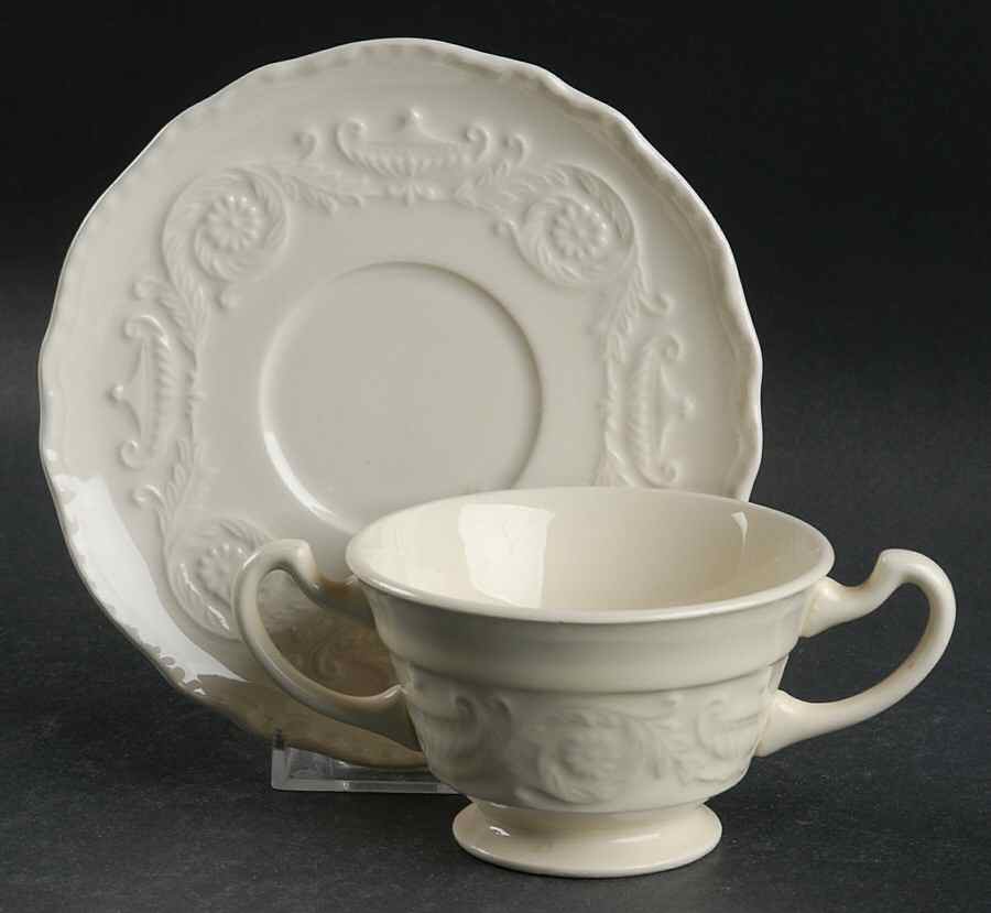 Adam Antique Footed Bouillon Cup & Saucer by Steubenville-1