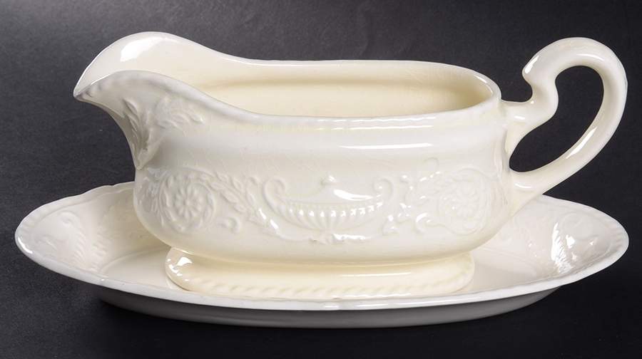 Adam Antique Gravy Boat & Underplate by Steubenville-1