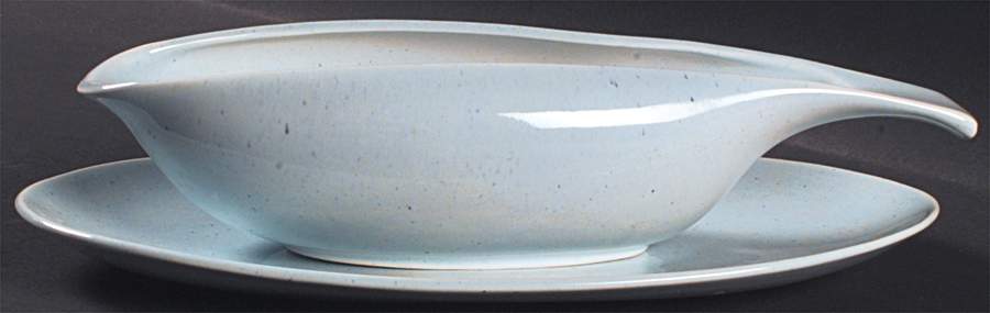 American Modern Glacier Blue Gravy Boat & Underplate/Relish by Steubenville-1