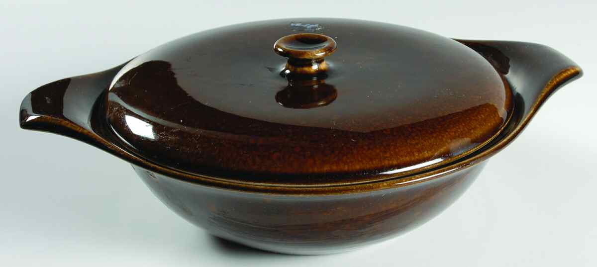 American Modern Black Chutney Round Covered Vegetable by Steubenville-1