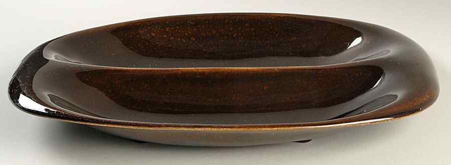 American Modern Black Chutney 13" Oval Divided Vegetable Bowl by Steubenville-1