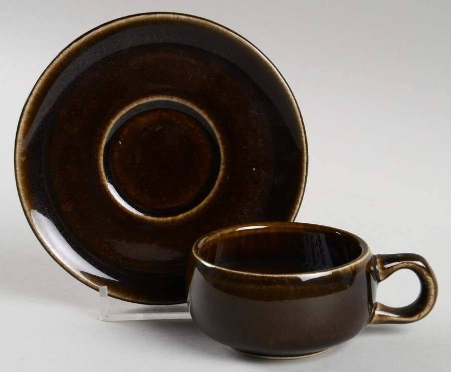 American Modern Black Chutney Flat Demitasse Cup & Saucer Set by Steubenville-1