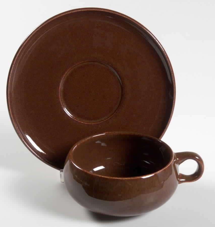 American Modern Brown Flat Cup & Saucer Set by Steubenville-1