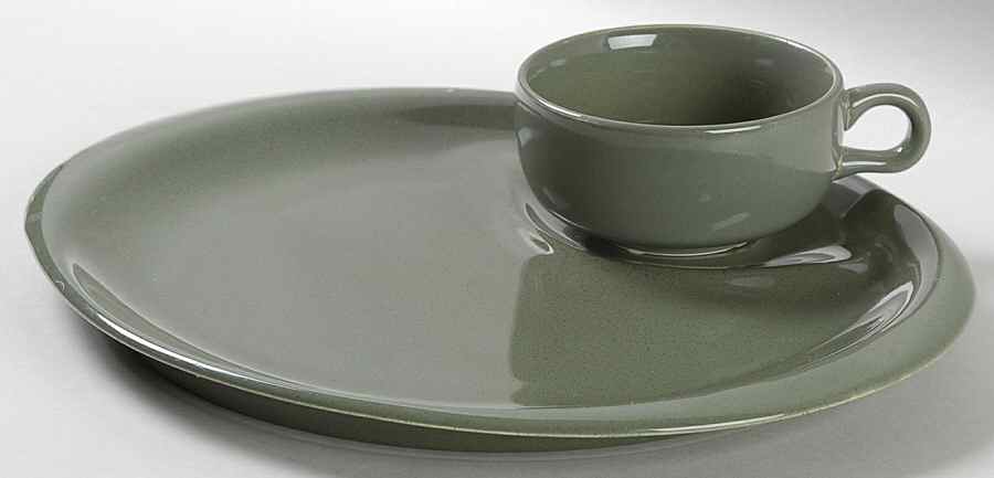 American Modern Cedar Green Snack Plate & Cup Set by Steubenville-1
