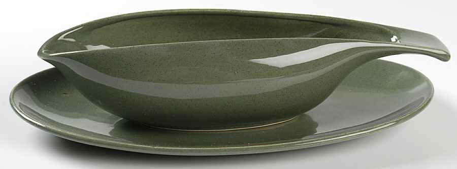 American Modern Cedar Green Gravy Boat & Underplate/Relish by Steubenville-1