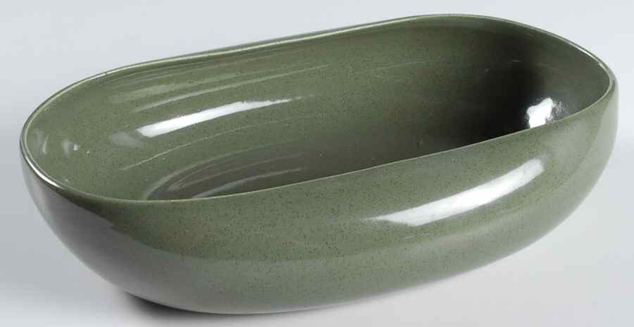 American Modern Cedar Green 9" Oval Vegetable Bowl by Steubenville-1