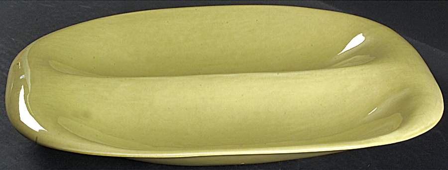 American Modern Chartreuse 13" Oval Divided Vegetable Bowl by Steubenville-1