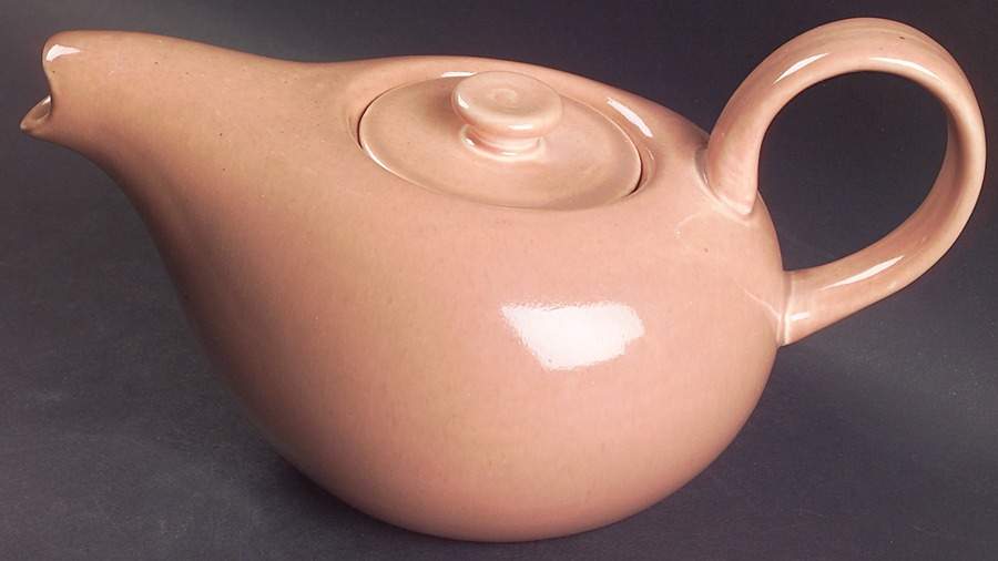 American Modern Coral Teapot & Lid by Steubenville-1