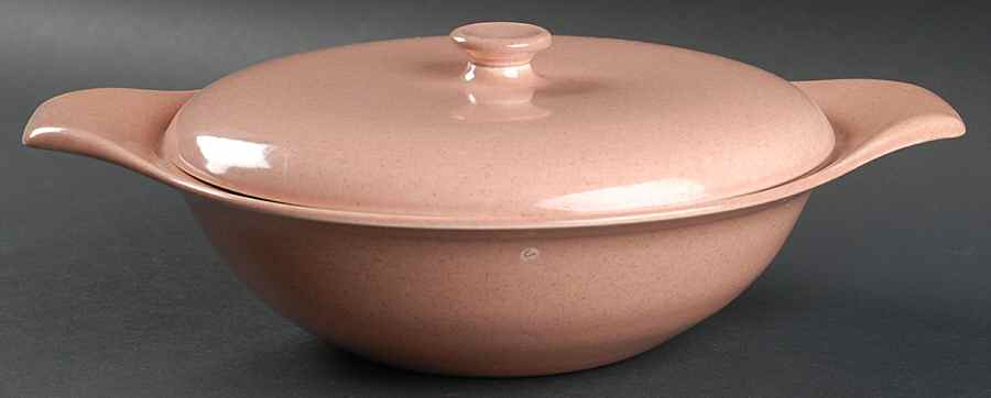 American Modern Coral Round Covered Vegetable by Steubenville-1
