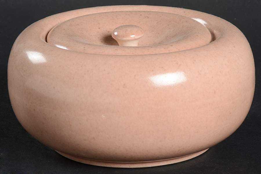 American Modern Coral Ice Box Jar & Lid by Steubenville-1