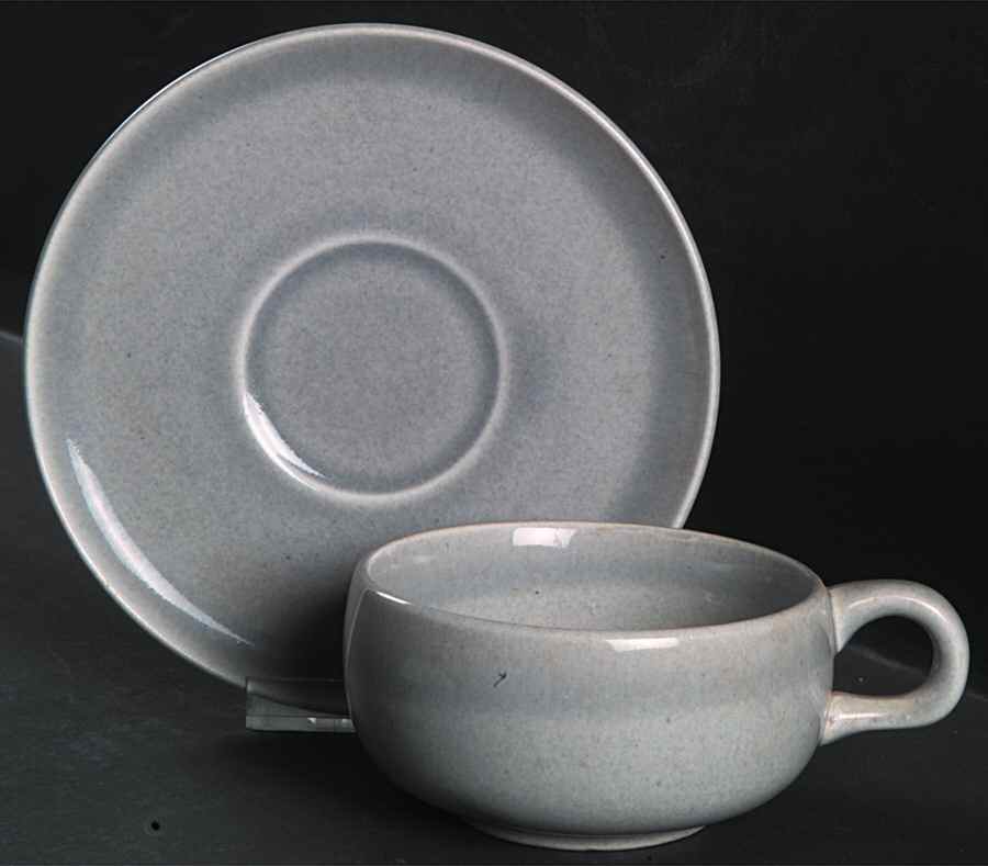 American Modern Granite Gray Flat Cup & Saucer Set by Steubenville-1