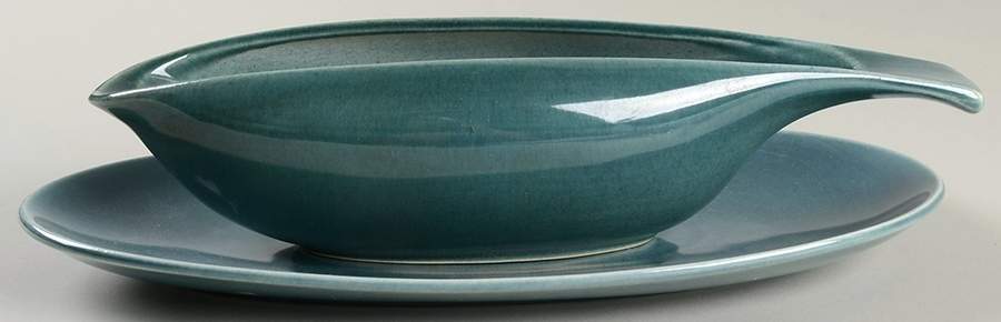 American Modern Seafoam Green Gravy Boat & Underplate/Relish by Steubenville-1